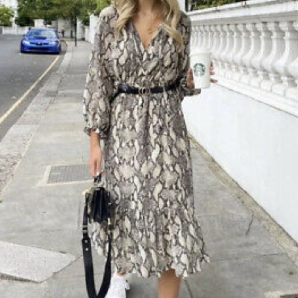 ZARA flowy midi boho hippie dress S